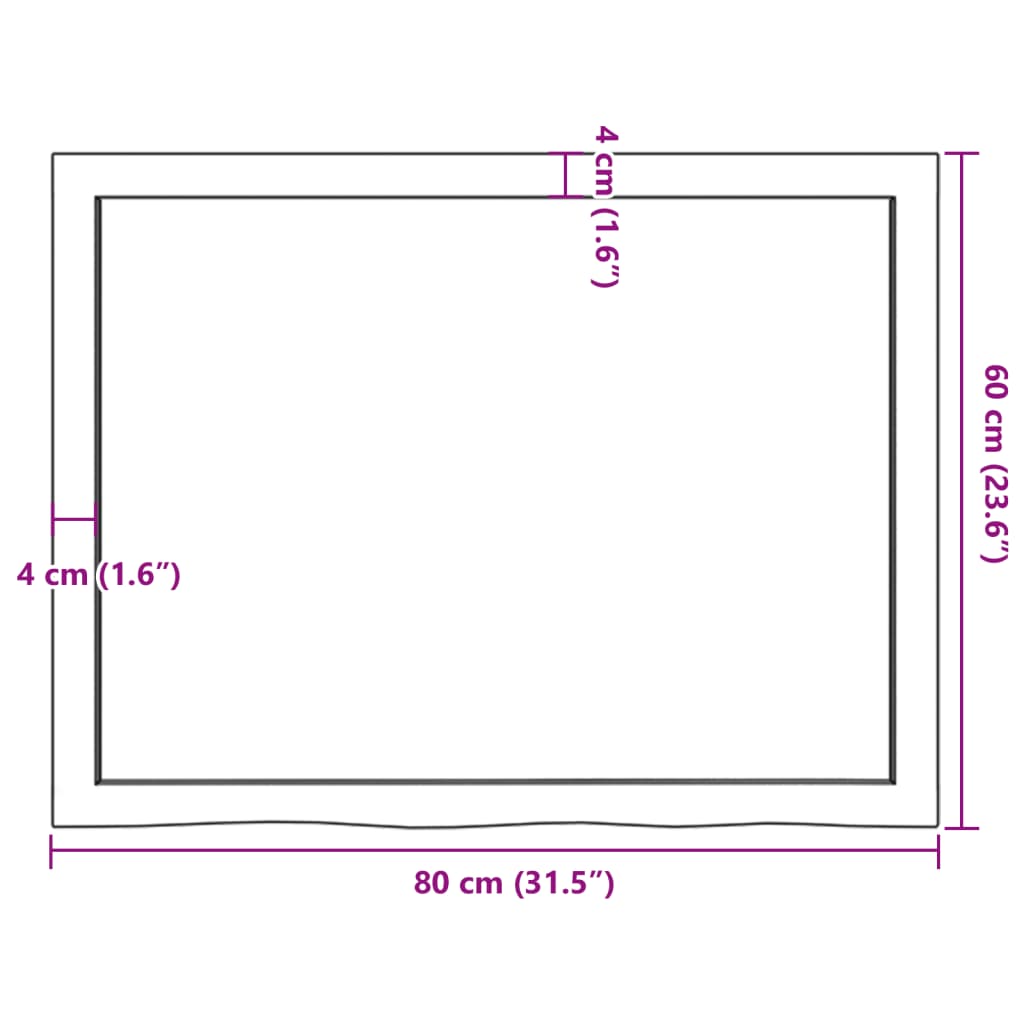 Bordsskiva 80x60x(2-4) cm obehandlad massiv ek