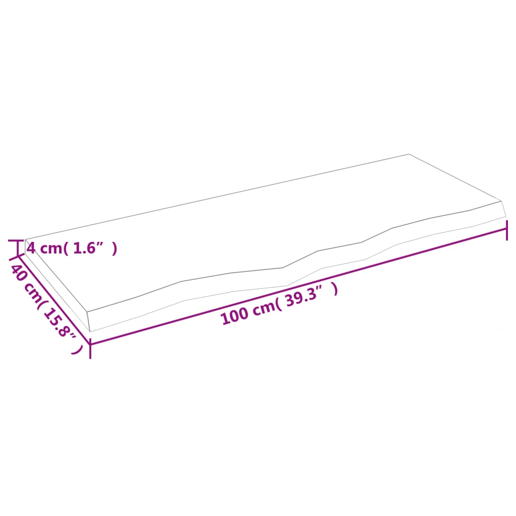 Bordsskiva 100x40x(2-4) cm obehandlad massiv ek