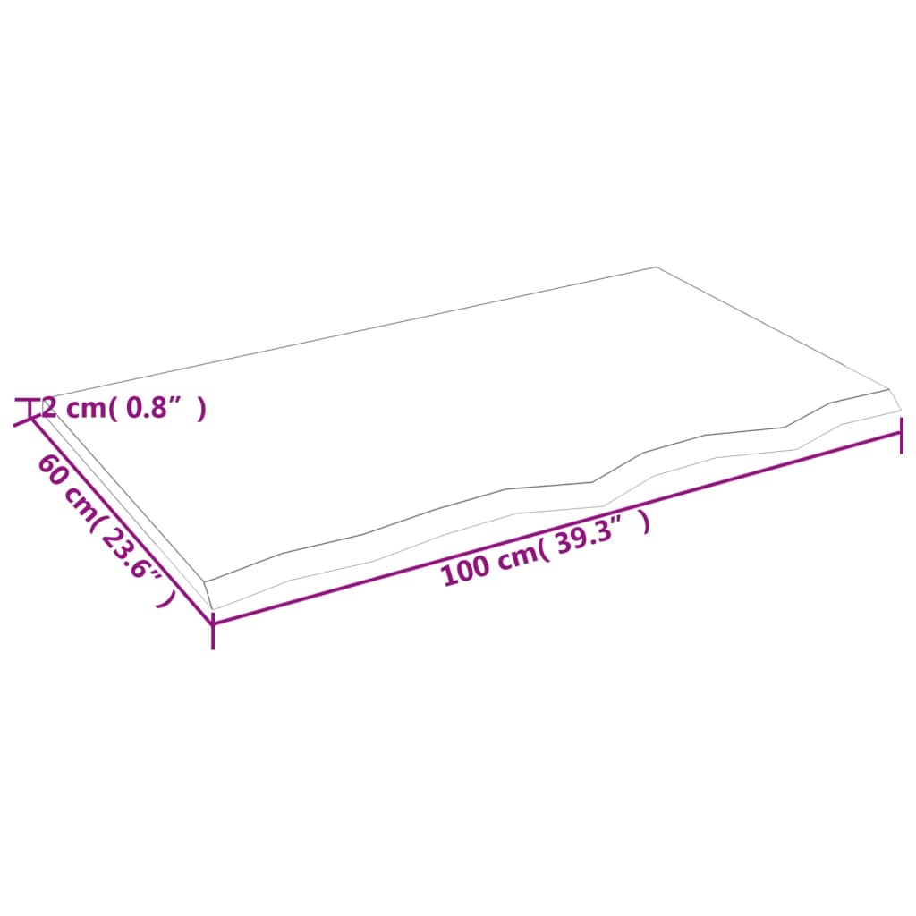 Bordsskiva 100x60x2 cm obehandlad massiv ek