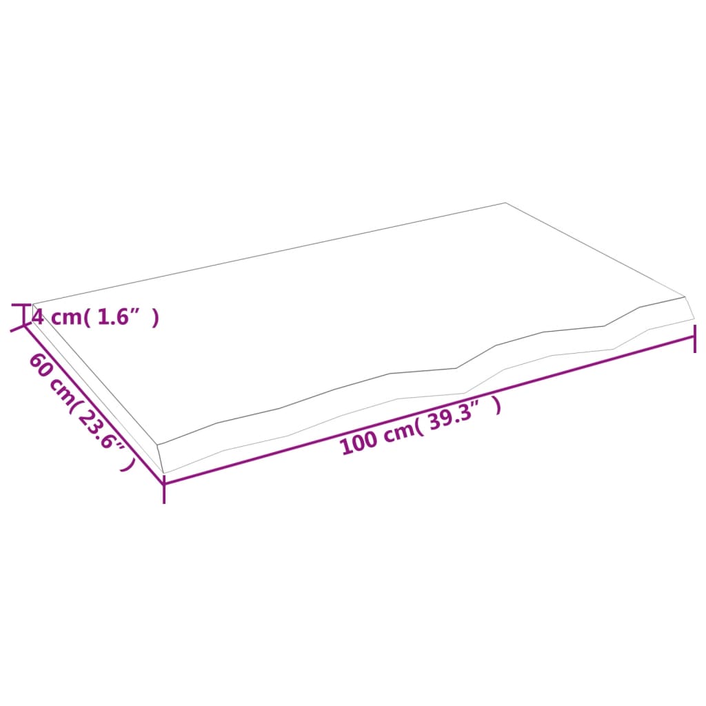 Bordsskiva 100x60x(2-4) cm obehandlad massiv ek