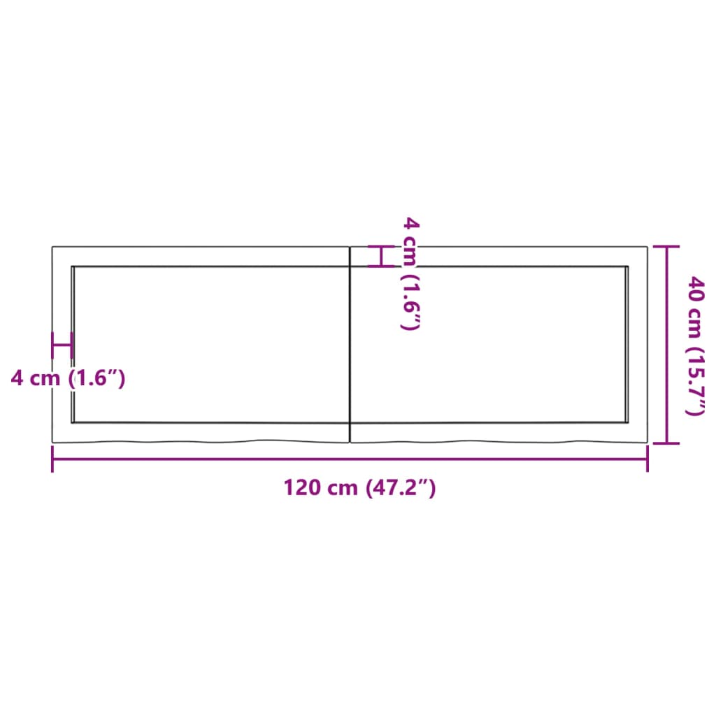 Bordsskiva 120x40x(2-4) cm obehandlad massiv ek