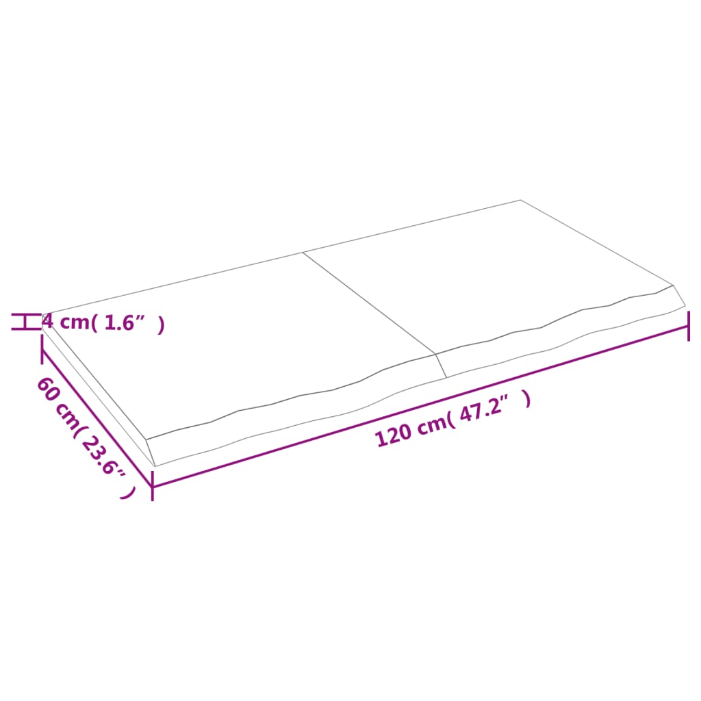 Bordsskiva 120x60x(2-4) cm obehandlad massiv ek