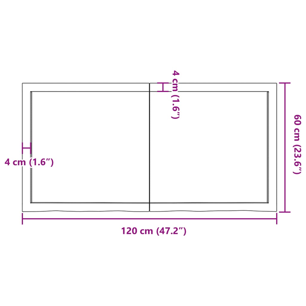 Bordsskiva 120x60x(2-4) cm obehandlad massiv ek