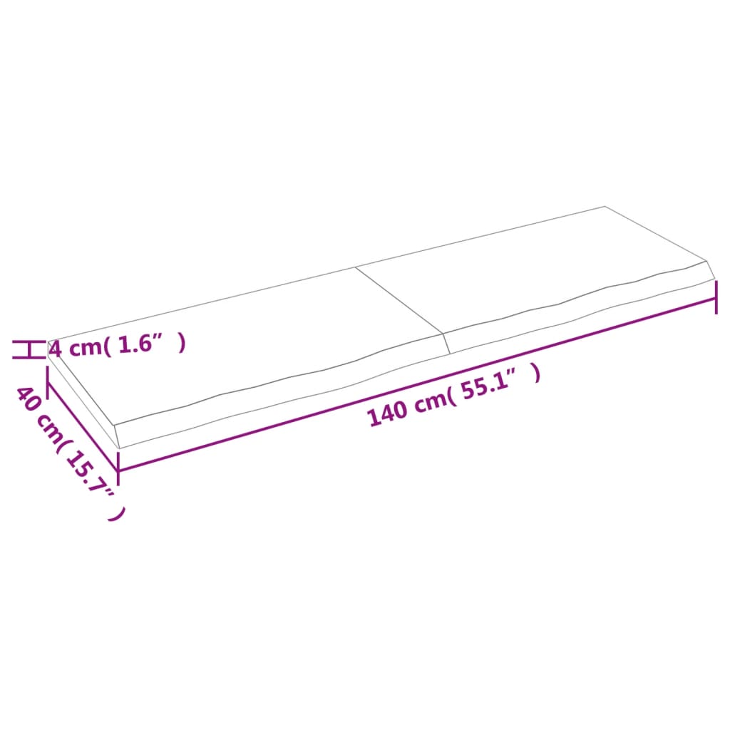 Bordsskiva 140x40x(2-4) cm obehandlad massiv ek