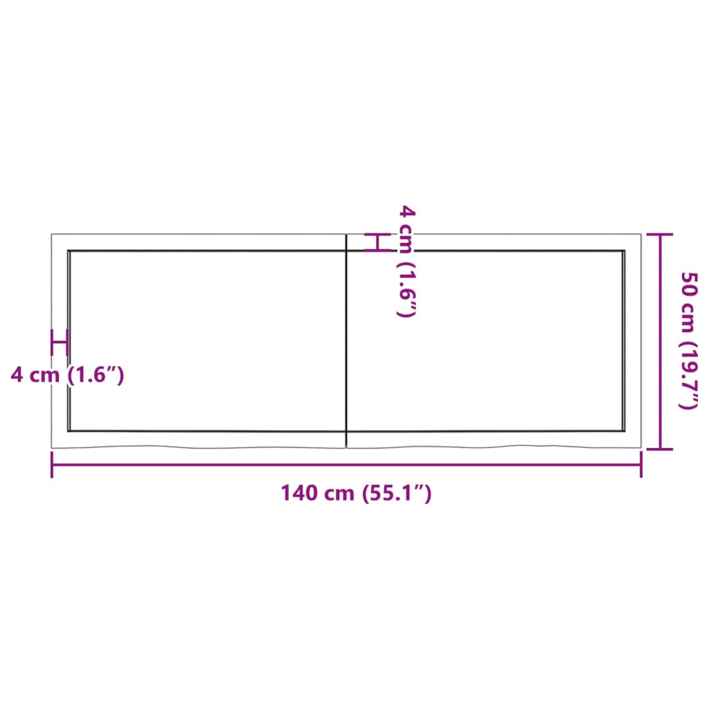 Bordsskiva 140x50x(2-6) cm obehandlad massiv ek