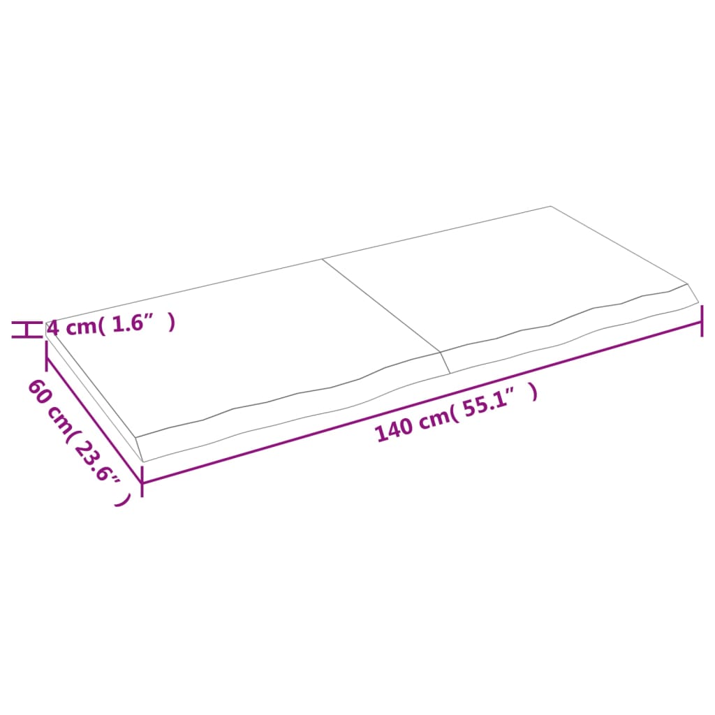 Bordsskiva 140x60x(2-4) cm obehandlad massiv ek