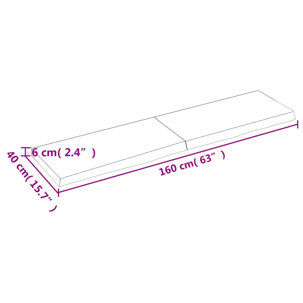 Bordsskiva 160x40x(2-6) cm obehandlad massiv ek