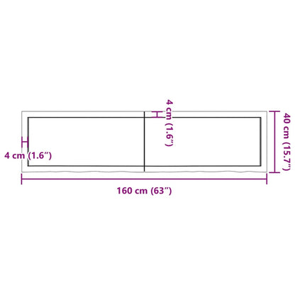 Bordsskiva 160x40x(2-6) cm obehandlad massiv ek