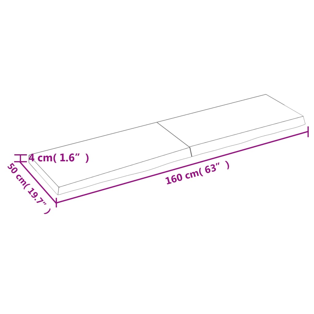 Bordsskiva 160x50x(2-4) cm obehandlad massiv ek