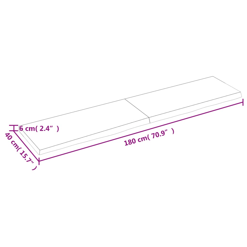 Bordsskiva 180x40x(2-6) cm obehandlad massiv ek