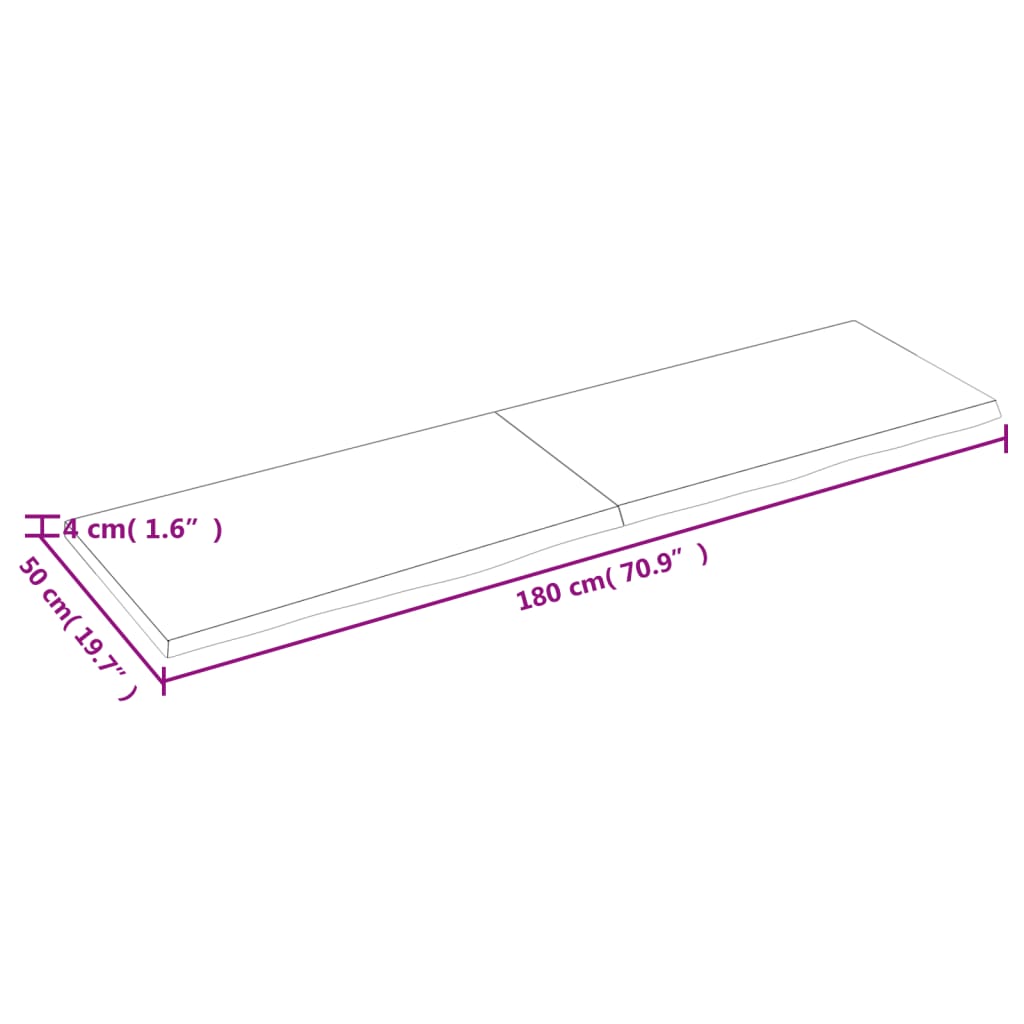 Bordsskiva 180x50x(2-4) cm obehandlad massiv ek