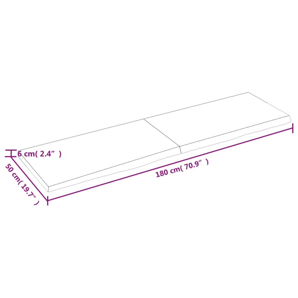 Bordsskiva 180x50x(2-6) cm obehandlad massiv ek