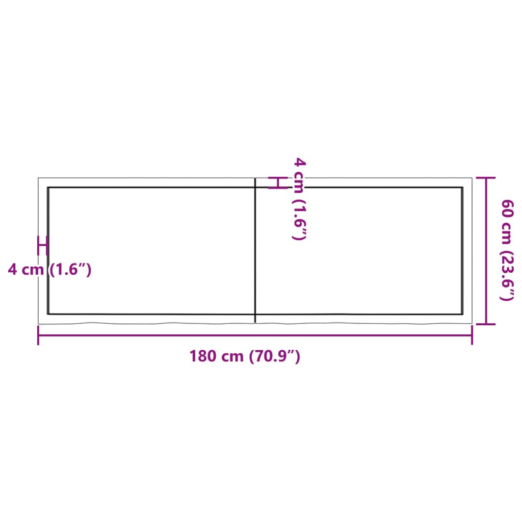 Bordsskiva 180x60x(2-4) cm obehandlad massiv ek