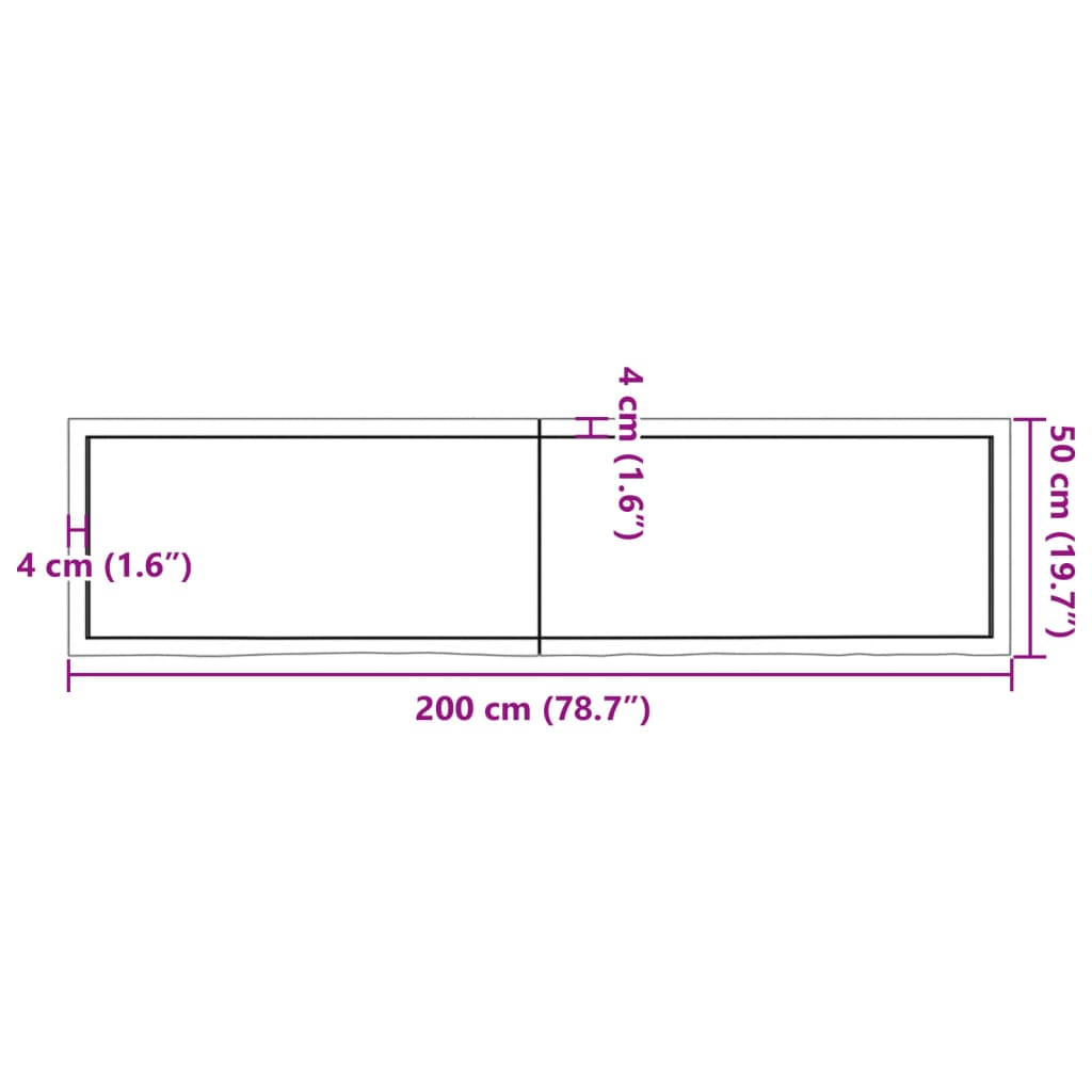 Bordsskiva 200x50x(2-6) cm obehandlad massiv ek