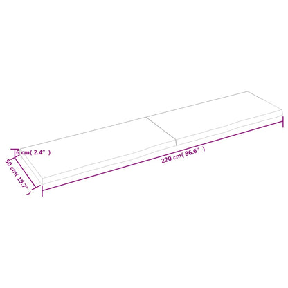 Bordsskiva 220x50x(2-6) cm obehandlad massiv ek