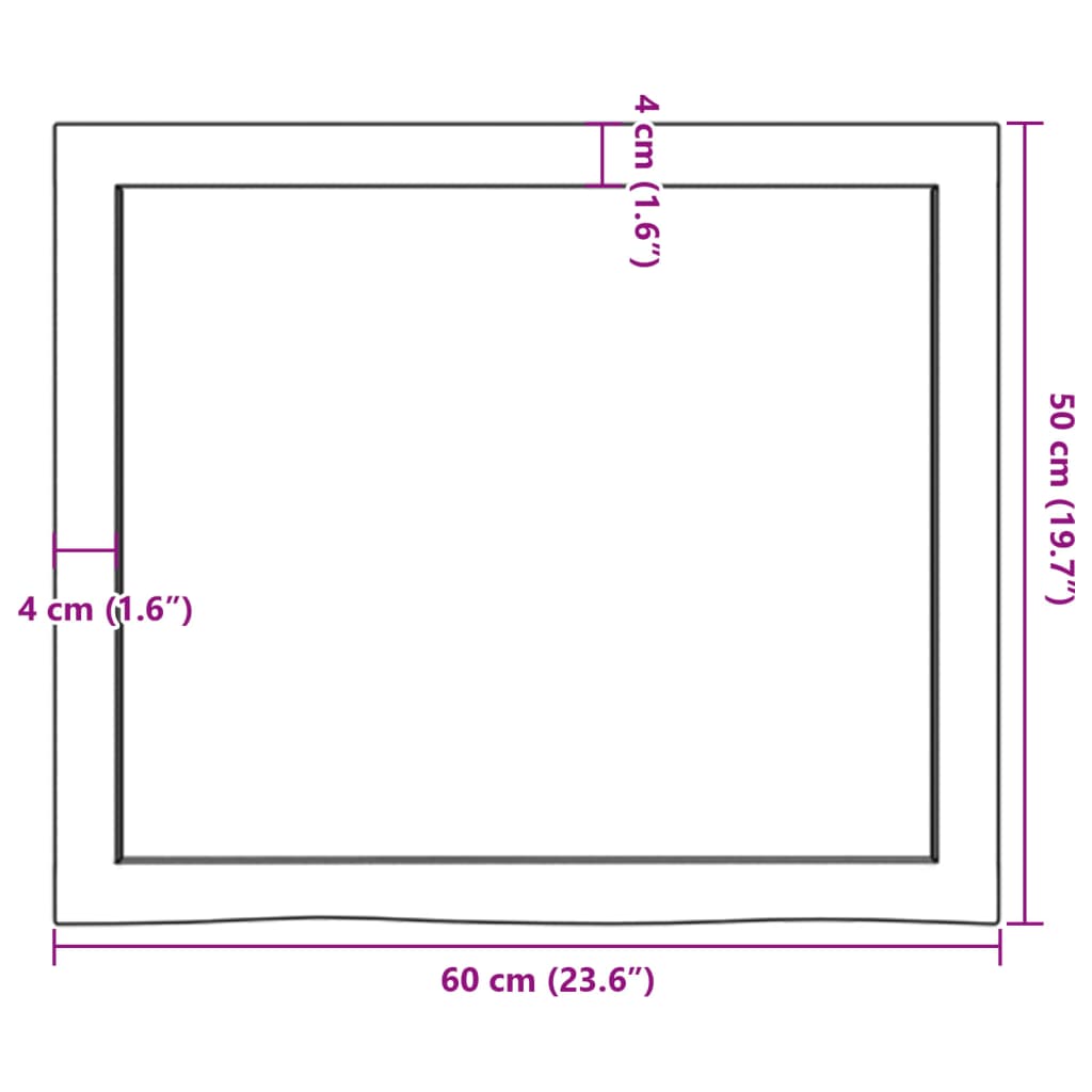 Bordsskiva ljusbrun 60x50x(2-4) cm behandlad massiv ek