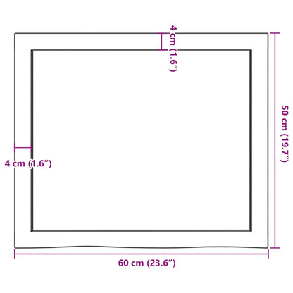 Bordsskiva ljusbrun 60x50x(2-4) cm behandlad massiv ek