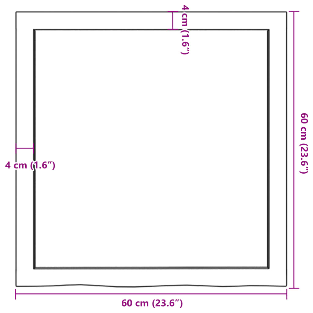 Bordsskiva ljusbrun 60x60x(2-4) cm behandlad massiv ek