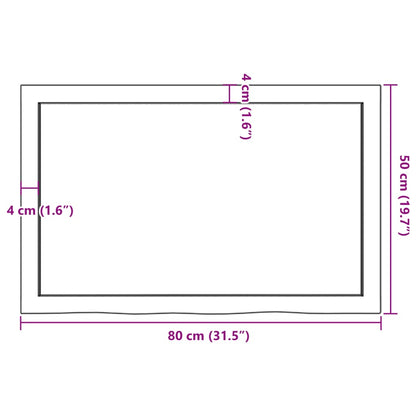 Bordsskiva ljusbrun 80x50x(2-4) cm behandlad massiv ek