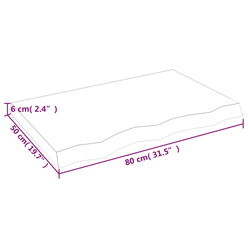 Bordsskiva ljusbrun 80x50x(2-6) cm behandlad massiv ek