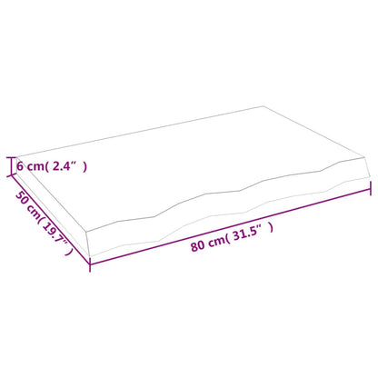 Bordsskiva ljusbrun 80x50x(2-6) cm behandlad massiv ek