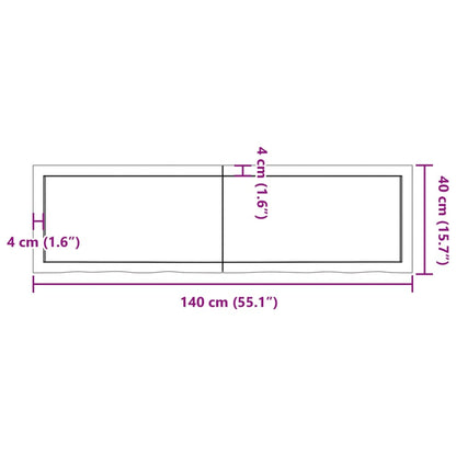 Bordsskiva ljusbrun 140x40x(2-4) cm behandlad massiv ek