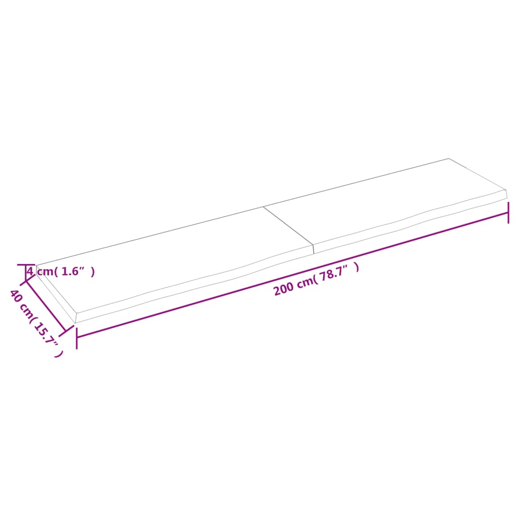 Bordsskiva ljusbrun 200x40x(2-4) cm behandlad massiv ek