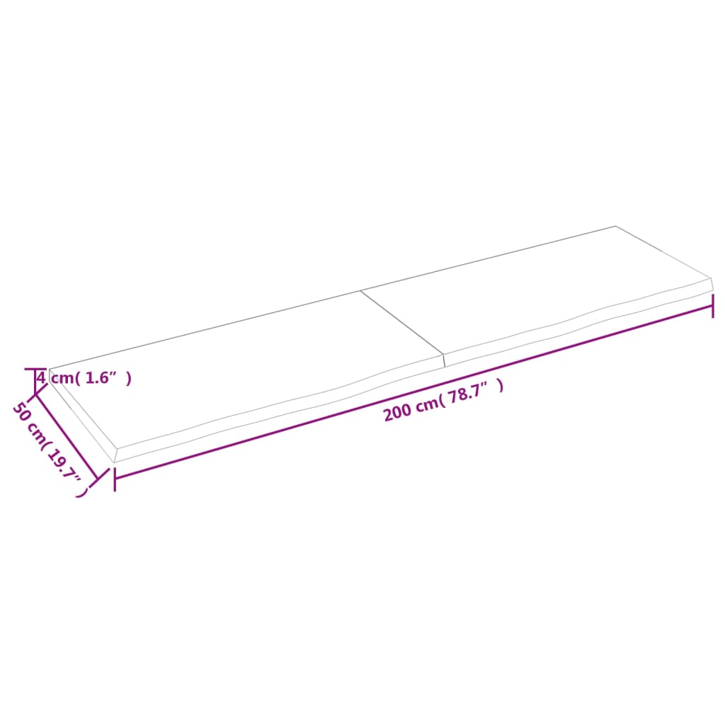 Bordsskiva ljusbrun 200x50x(2-4) cm behandlad massiv ek