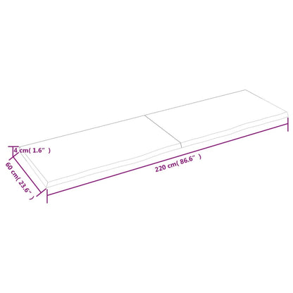 Bordsskiva ljusbrun 220x60x(2-4) cm behandlad massiv ek