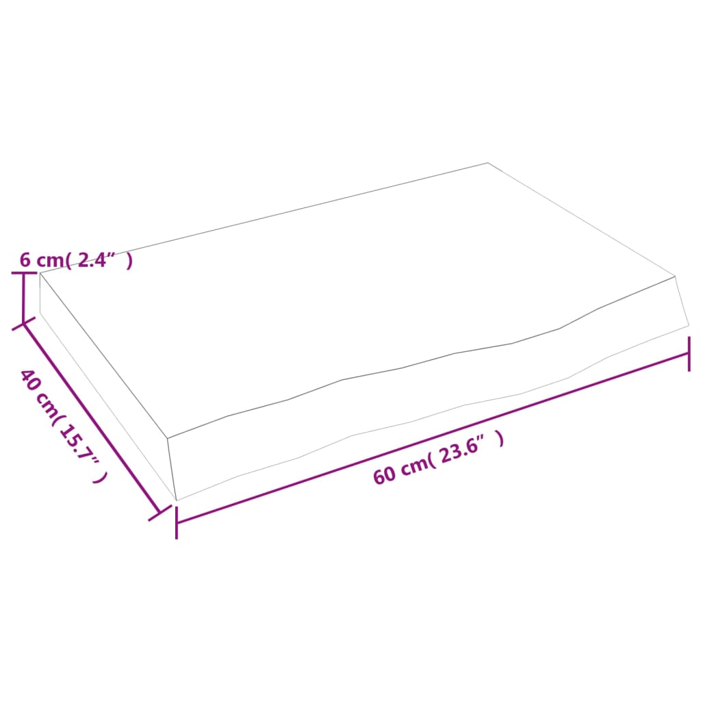 Bordsskiva mörkbrun 60x40x(2-6) cm behandlad massiv ek