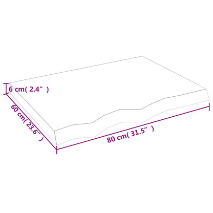 Bordsskiva mörkbrun 80x60x(2-6) cm behandlad massiv ek