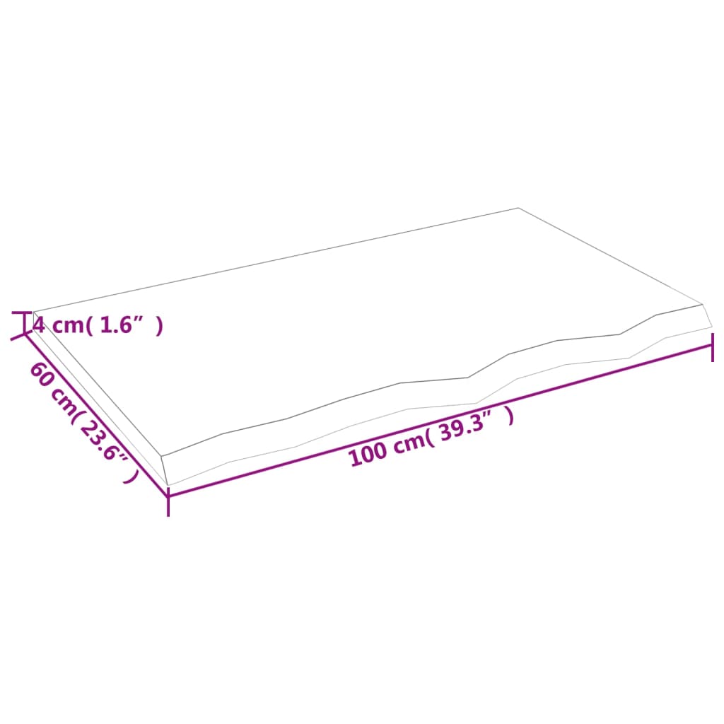 Bordsskiva mörkbrun 100x60x(2-4) cm behandlad massiv ek