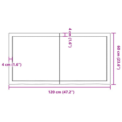 Bordsskiva mörkbrun 120x60x(2-4) cm behandlad massiv ek