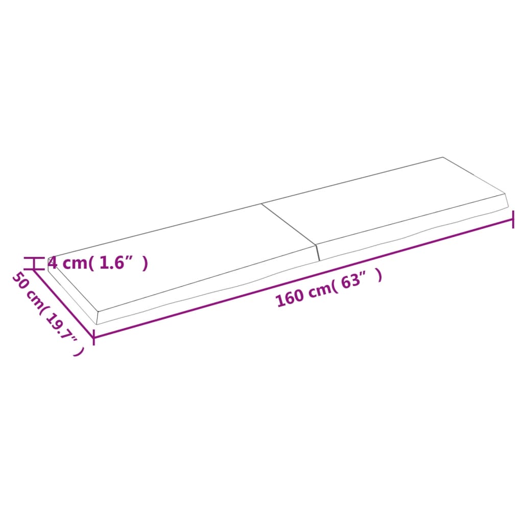 Bordsskiva mörkbrun 160x50x(2-4) cm behandlad massiv ek