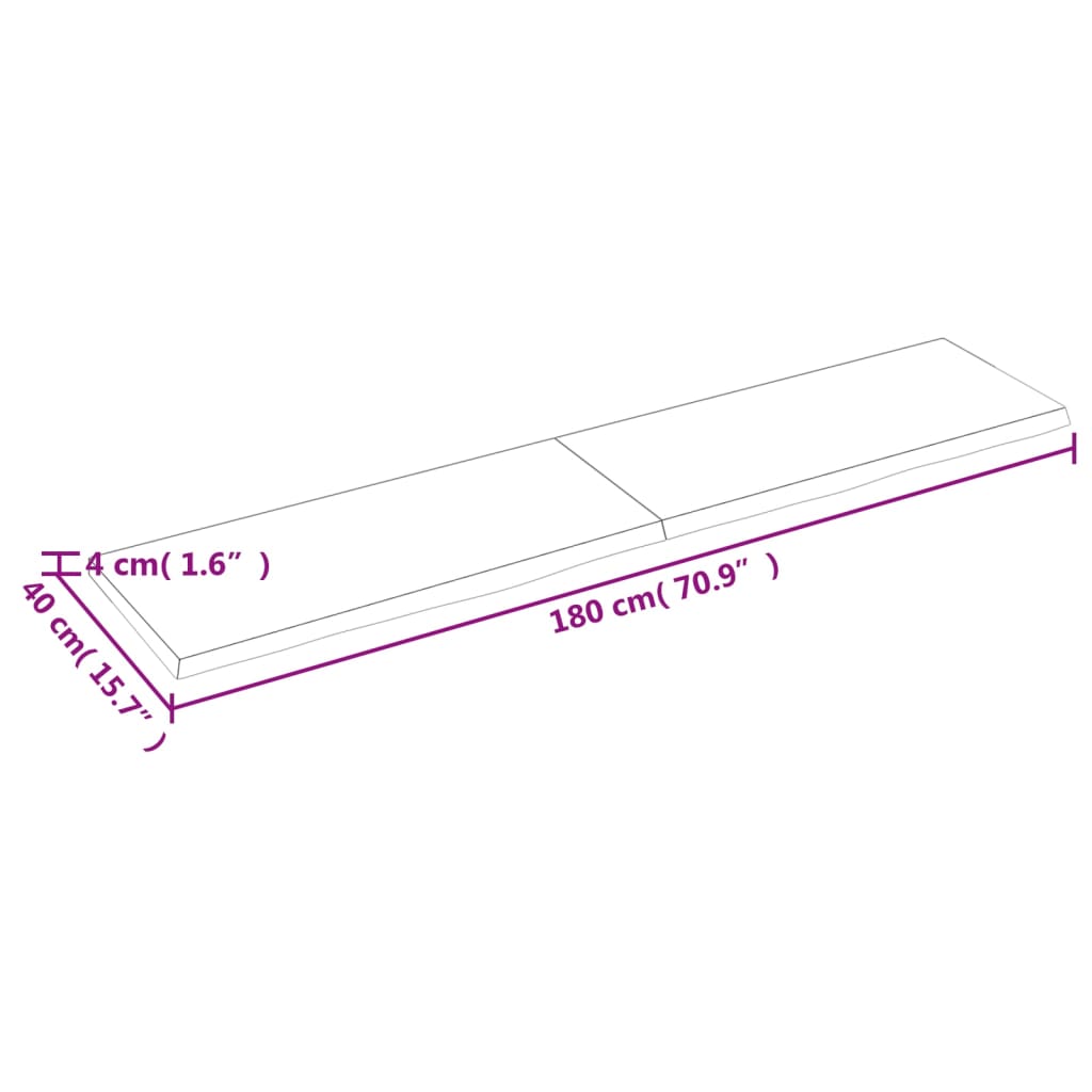 Bordsskiva mörkbrun 180x40x(2-4) cm behandlad massiv ek