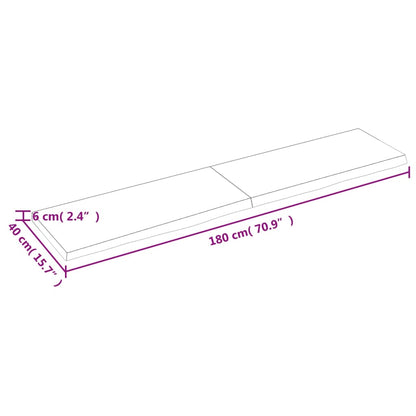 Bordsskiva mörkbrun 180x40x(2-6) cm behandlad massiv ek