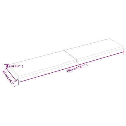 Bordsskiva mörkbrun 200x40x(2-4) cm behandlad massiv ek