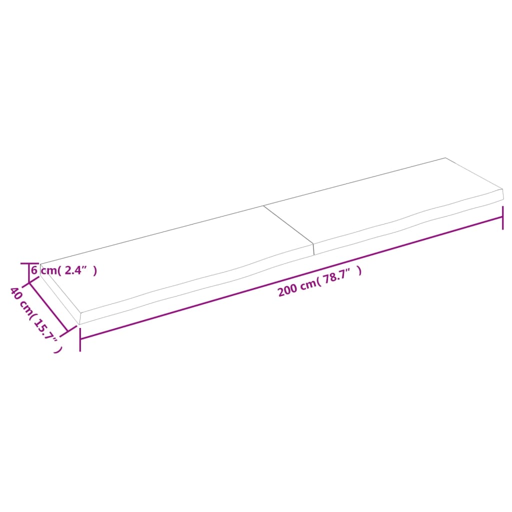 Bordsskiva mörkbrun 200x40x(2-6) cm behandlad massiv ek