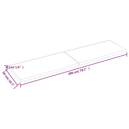 Bordsskiva mörkbrun 200x50x(2-4) cm behandlad massiv ek