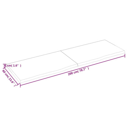 Bordsskiva mörkbrun 200x60x(2-4) cm behandlad massiv ek