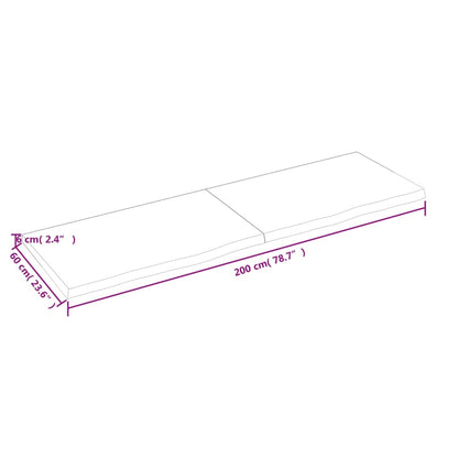 Bordsskiva mörkbrun 200x60x(2-6) cm behandlad massiv ek