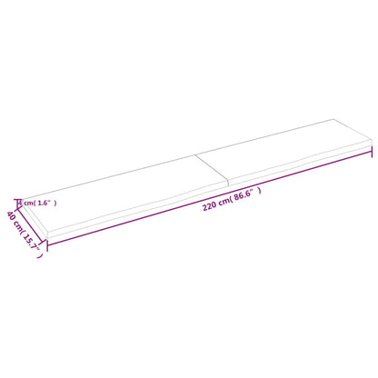 Bordsskiva mörkbrun 220x40x(2-4) cm behandlad massiv ek