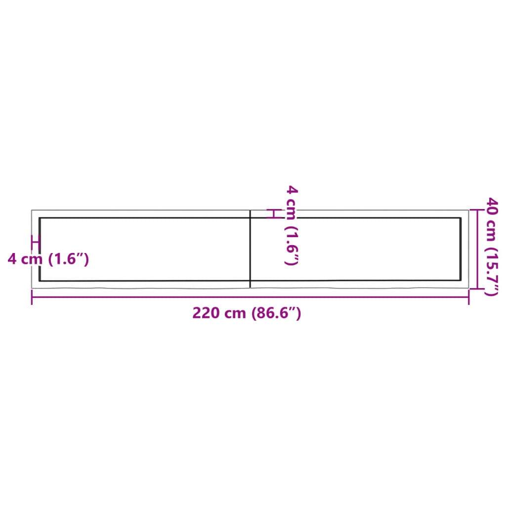 Bordsskiva mörkbrun 220x40x(2-4) cm behandlad massiv ek