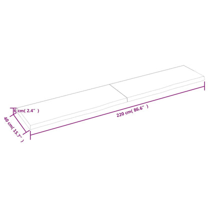 Bordsskiva mörkbrun 220x40x(2-6) cm behandlad massiv ek