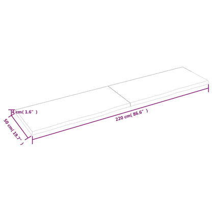 Bordsskiva mörkbrun 220x50x(2-4) cm behandlad massiv ek