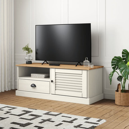 Tv-bänk VIGO vit 106x40x40 cm massiv furu