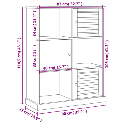 Bokhylla VIGO vit 90x35x114,5 cm massiv furu