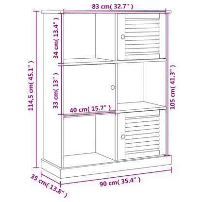 Bokhylla VIGO grå 90x35x114,5 cm massiv furu