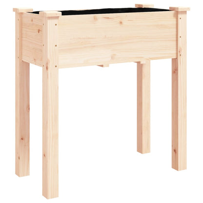 Odlingslåda på hjul med foder 71x37x80 cm massivt granträ