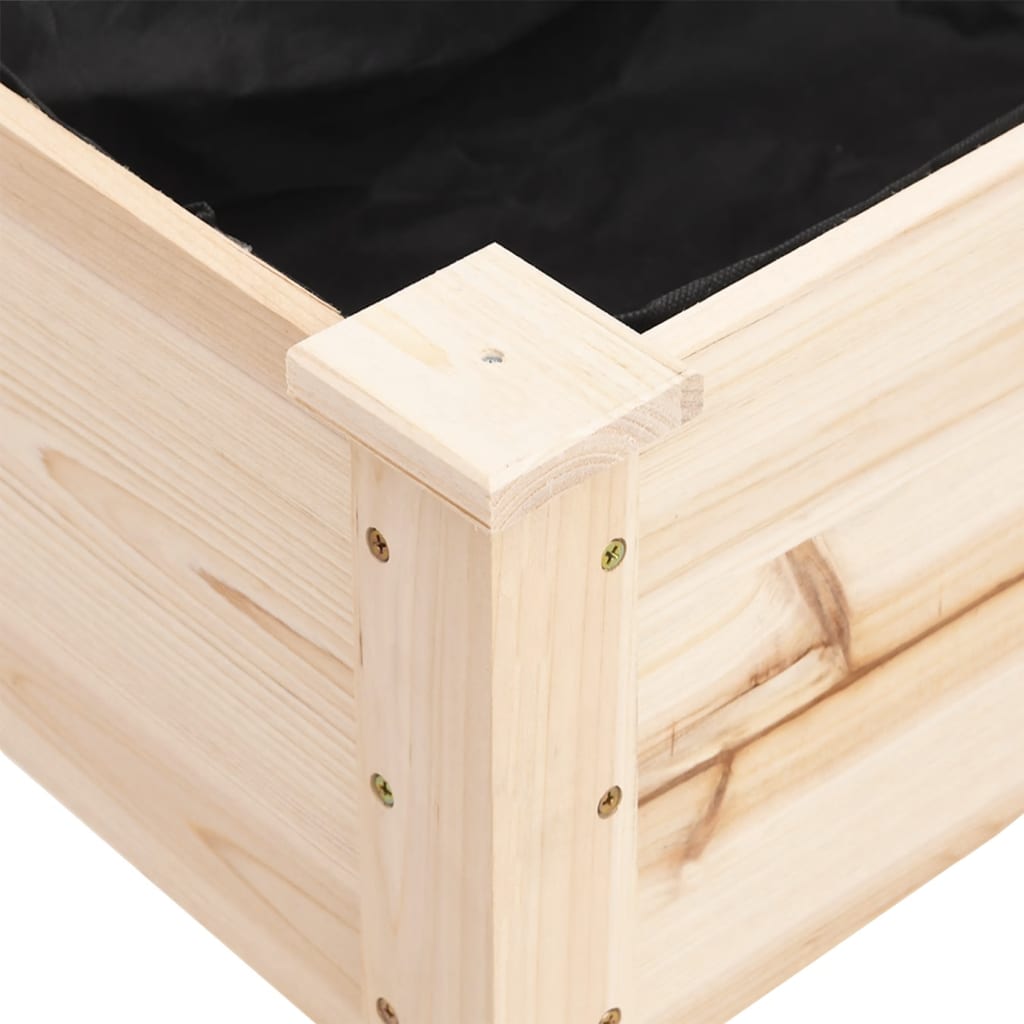 Odlingslåda på hjul med foder 71x37x80 cm massivt granträ